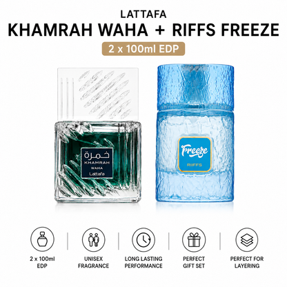 Lattafa Khamrah Waha & Riffs Freeze | 2 x 100ml EDP